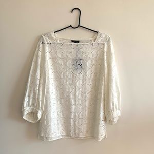 Massimo Dutti white cotton blend blouse size US 8